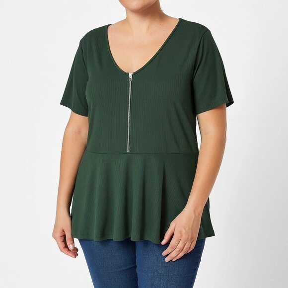 plus size womens green short sleeve half zip pullover top size 4X - Picture 1 of 4